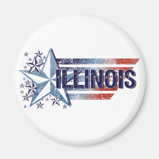  Amerikaanse vlag met ster - Illinois Magneet