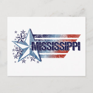  Amerikaanse vlag met ster – Mississippi Briefkaart