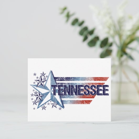  Amerikaanse vlag met ster - Tennessee Briefkaart (Staand voorkant)