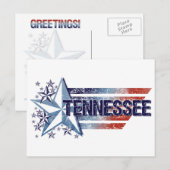  Amerikaanse vlag met ster - Tennessee Briefkaart (Voorkant / Achterkant)