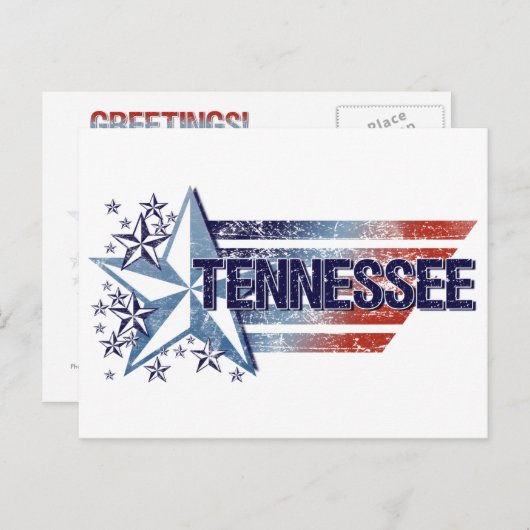  Amerikaanse vlag met ster - Tennessee Briefkaart (Voorkant / Achterkant)