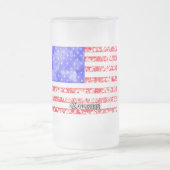 Amerikaanse vlag met sterbursts en faux kant Matglas Bierpul (Center)