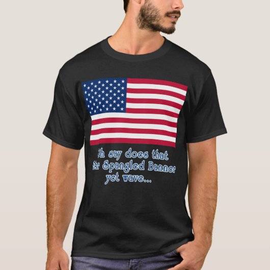 Amerikaanse vlag met stervormige bannerprijsopgave t-shirt (Voorkant)