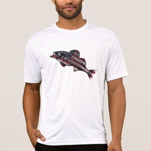 Amerikaanse vlag met 🎣 T-shirt (Voorkant)