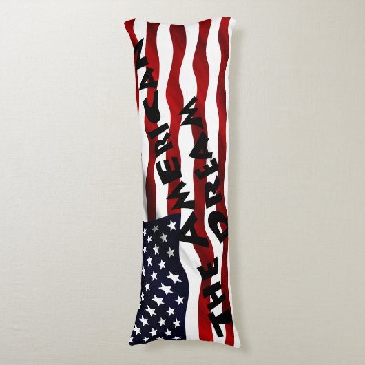 Amerikaanse vlag met tekst lichaamskussen (Voorkant Verticaal)