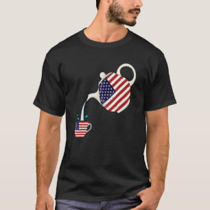 Amerikaanse vlag met theepot & theekopje t-shirt