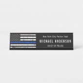 Amerikaanse vlag met Thin Blue Line Police Officer Bureau Naambordje (Voorkant)