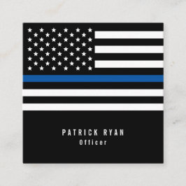 Amerikaanse vlag met Thin Blue Line Police Officer Vierkante Visitekaartje