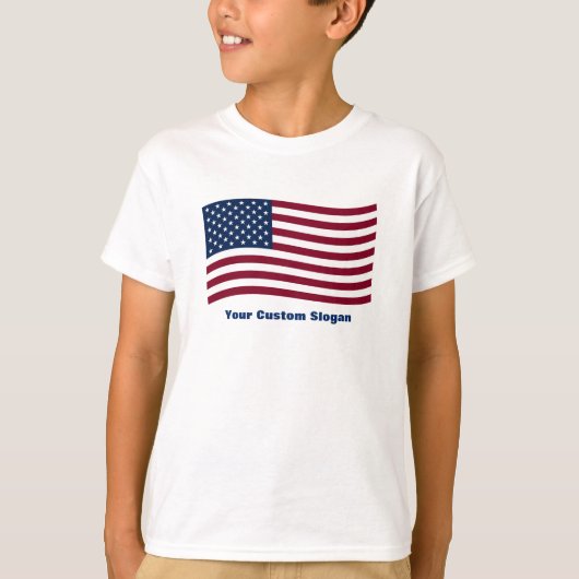 Amerikaanse vlag met uw aangepaste slogan t-shirt (Voorkant)
