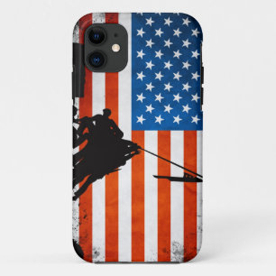 Amerikaanse vlag met veteranen Silhouettes iPhone 11 Hoesje