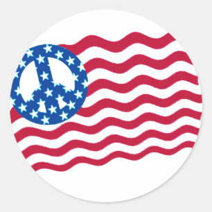 Amerikaanse vlag met vredessymbool Stickers