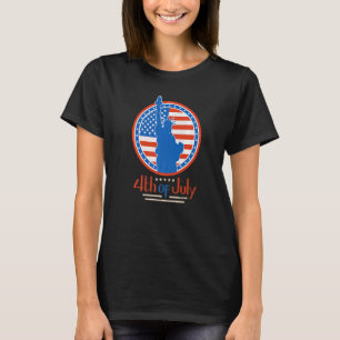 Amerikaanse vlag met Vrijheidsbeeld 4e van J T-shirt
