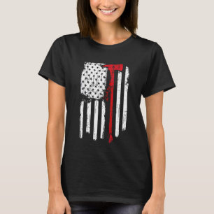 Amerikaanse vlag met vuursteentje op de rode lijn t-shirt