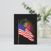 Amerikaanse vlag met vuurwerk Briefkaart (Staand voorkant)