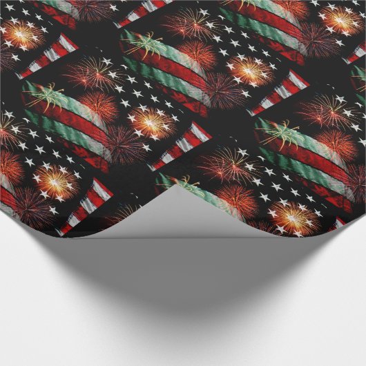 Amerikaanse vlag met vuurwerk cadeaupapier (Hoek)