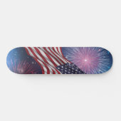 Amerikaanse vlag met vuurwerk persoonlijk skateboard (Horizontaal)