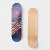 Amerikaanse vlag met vuurwerk persoonlijk skateboard (Voorkant)