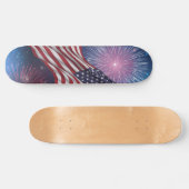 Amerikaanse vlag met vuurwerk persoonlijk skateboard (Horizontaal)