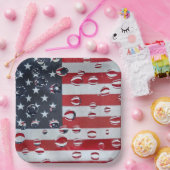 Amerikaanse vlag met waterdruppels papieren bordje (Feest)