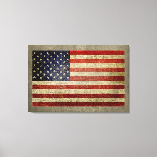 Amerikaanse vlag met weersafwerking canvas afdruk (Voorkant)