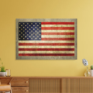Amerikaanse vlag met  weersafwerking canvas afdruk