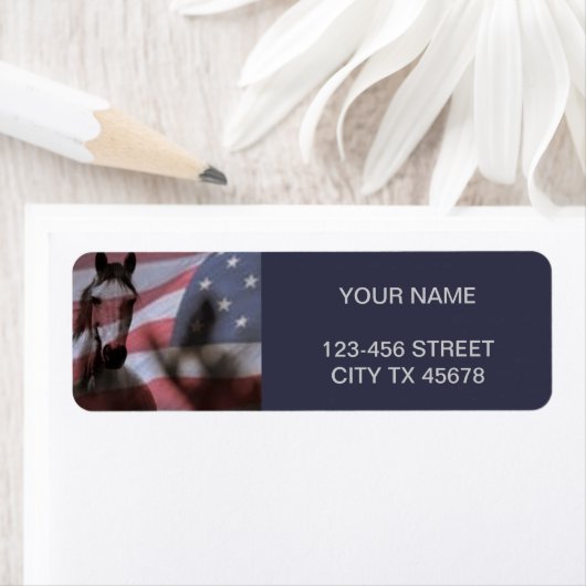 Amerikaanse vlag met wilde paarden etiket (Insitu)