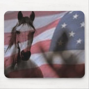 Amerikaanse vlag met wilde paarden muismat