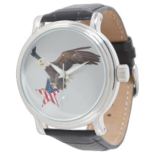 Amerikaanse vlag met witte Amerikaanse zeearend Horloge