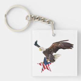 Amerikaanse vlag met witte Amerikaanse zeearend Sleutelhanger