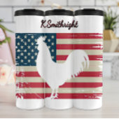 Amerikaanse vlag met witte haan thermosbeker