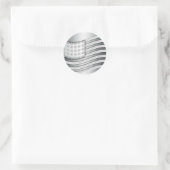 Amerikaanse vlag met zilveren metalen effect ronde sticker (Tas)