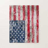 Amerikaanse vlag met zwaaien en versleten legpuzzel (Verticaal)