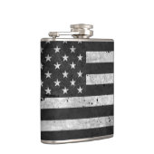 Amerikaanse vlag met zwarte en witte verdringing heupfles (Rechts)