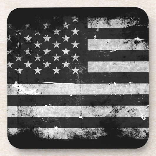 Amerikaanse vlag met zwarte en witte vlag bier onderzetter (Voorkant)