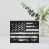 Amerikaanse vlag met zwarte en witte vlag briefkaart (Staand voorkant)