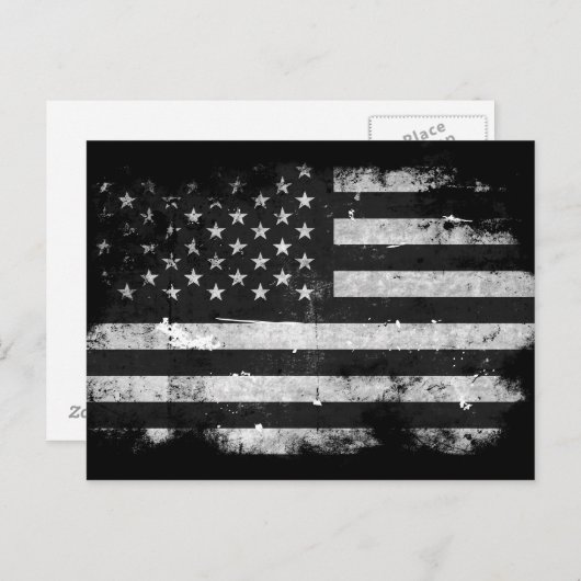 Amerikaanse vlag met zwarte en witte vlag briefkaart (Voorkant / Achterkant)