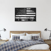 Amerikaanse vlag met zwarte en witte vlag canvas afdruk (Insitu (Slaapkamer))