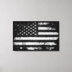 Amerikaanse vlag met zwarte en witte vlag canvas afdruk