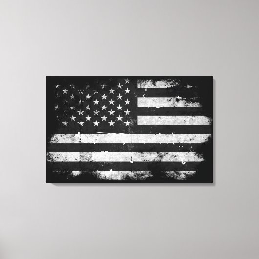 Amerikaanse vlag met zwarte en witte vlag canvas afdruk (Voorkant)