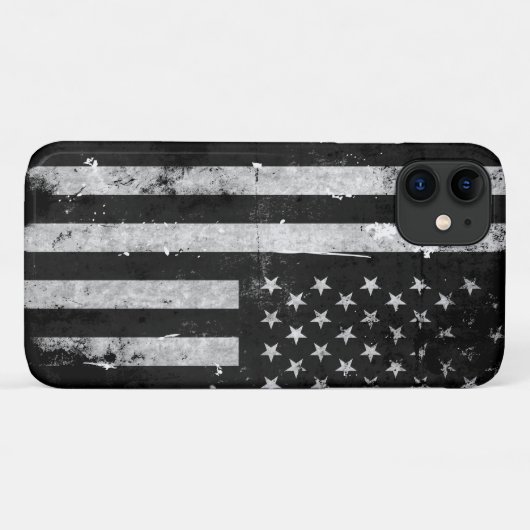 Amerikaanse vlag met zwarte en witte vlag Case-Mate iPhone case (Achterkant (horizontaal))