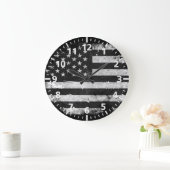 Amerikaanse vlag met zwarte en witte vlag grote klok (Huis)