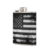 Amerikaanse vlag met zwarte en witte vlag heupfles (Links)