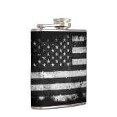 Amerikaanse vlag met zwarte en witte vlag heupfles (Rechts)