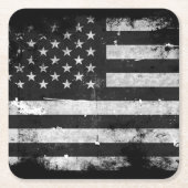 Amerikaanse vlag met zwarte en witte vlag kartonnen onderzetters (Voorkant)