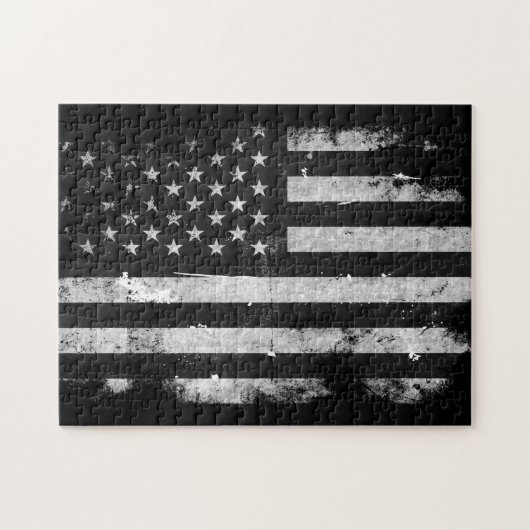 Amerikaanse vlag met zwarte en witte vlag legpuzzel (Horizontaal)