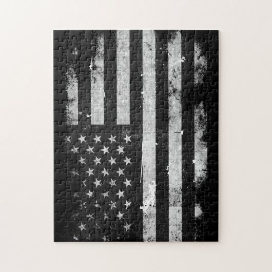 Amerikaanse vlag met zwarte en witte vlag legpuzzel (Verticaal)