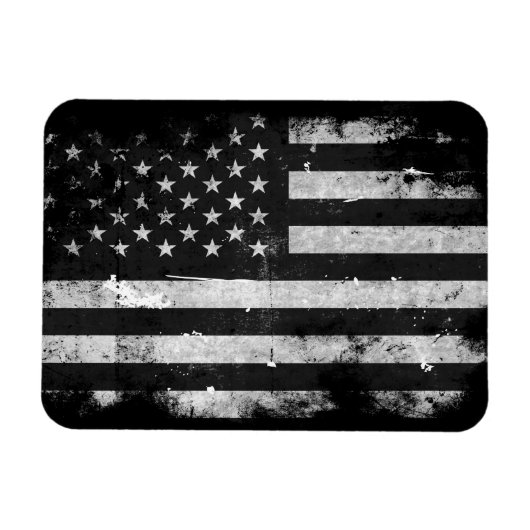 Amerikaanse vlag met zwarte en witte vlag magneet (Horizontaal)