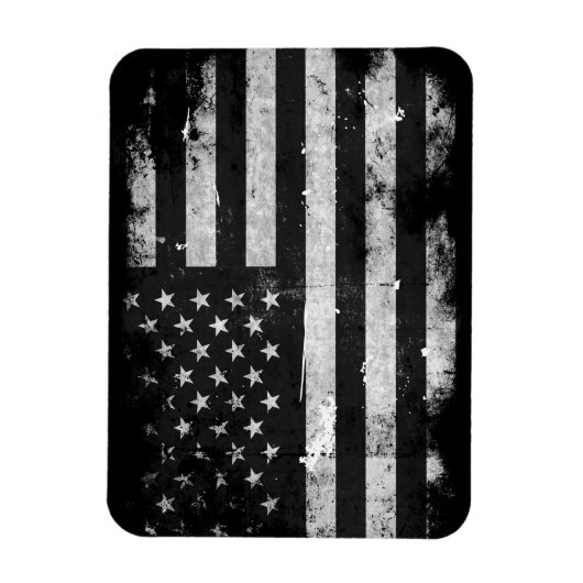 Amerikaanse vlag met zwarte en witte vlag magneet (Verticaal)
