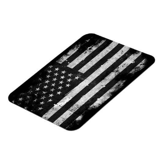 Amerikaanse vlag met zwarte en witte vlag magneet (Linkerzijde)