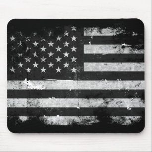 Amerikaanse vlag met zwarte en witte vlag muismat